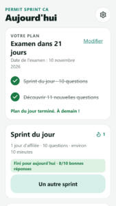 Code de la route Californie – Permit Sprint Permit Sprint : le sprint du jour et le compte à rebours jusqu'à l'examen