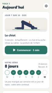 Yoga pour débutants – Yoga 5 Yoga 5 : l'écran Aujourd'hui